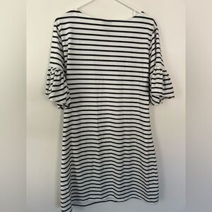 Anna Lane Co Boutique Brand Black White Striped Short Sleeve Dress Size Medium